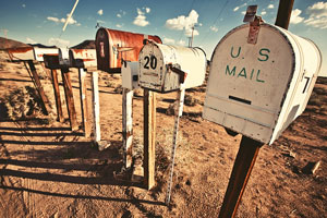 rural mailboxes in western United States